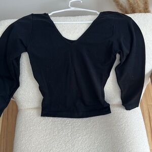 Stretchy low cut black simple shirt